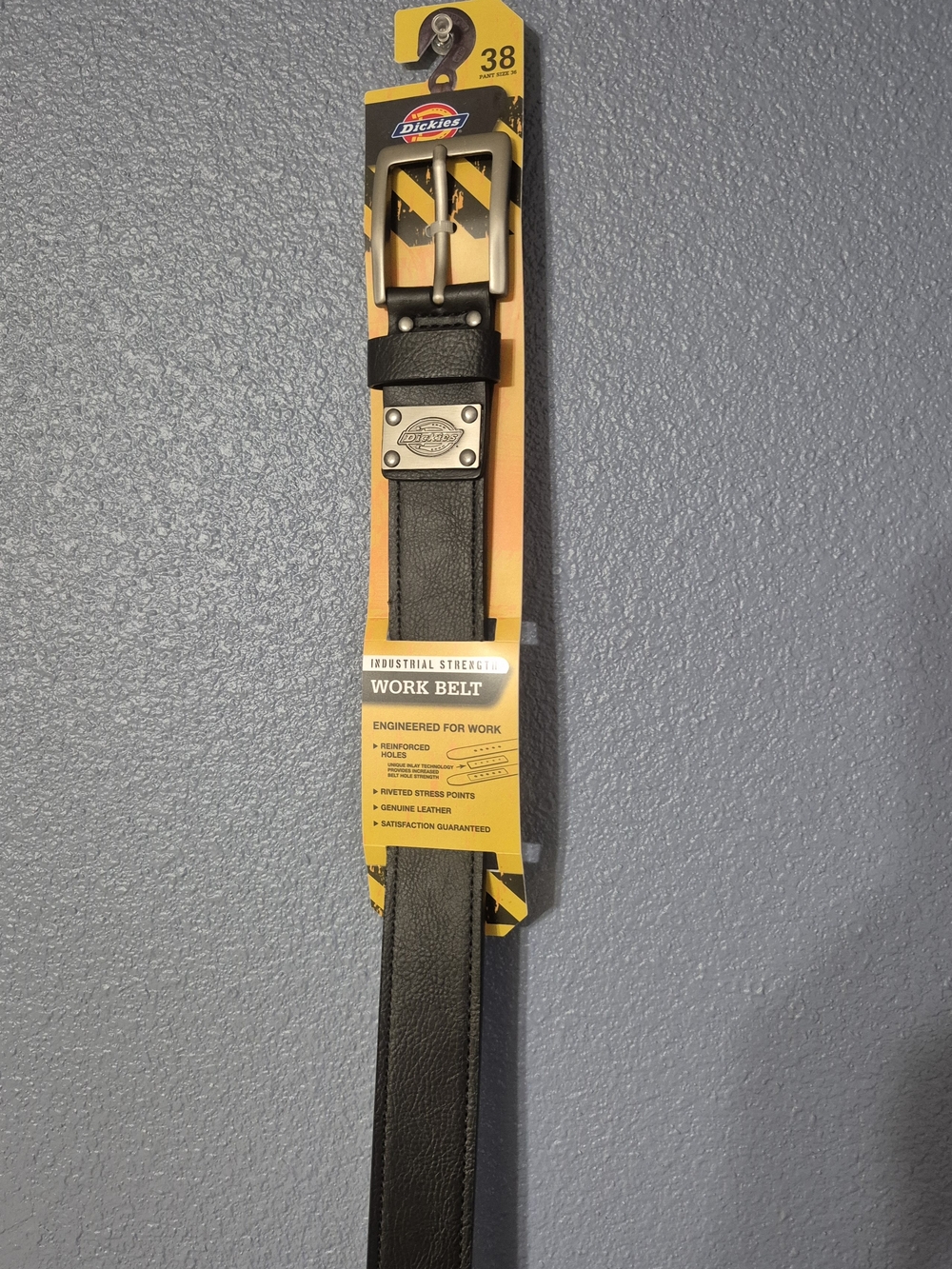 Dickies Black Work Belt - Heavy Duty Men's Leather Belt (38)